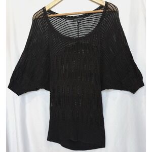 Banana Republic Open Knit Crochet Sweater Size M Dolman Sleeve Oversized Boho